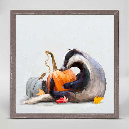 Fall - Autumn Badger Mini Framed Canvas - GreenBox Art