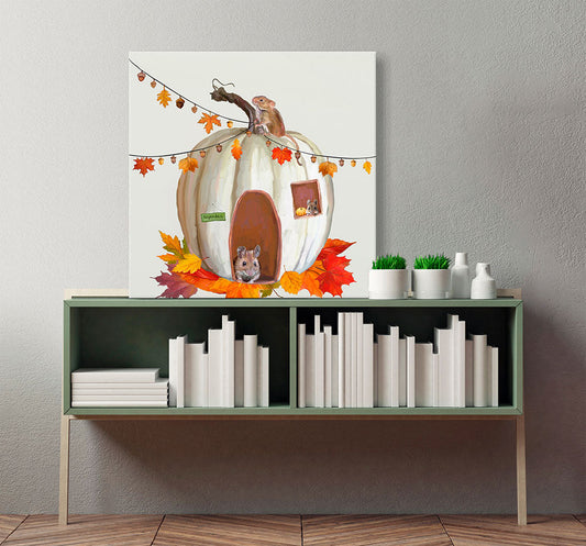 Fall - Mouse House Canvas Wall Art - GreenBox Art