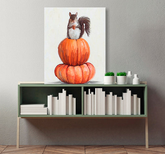 Fall - Autumn Squirrel Canvas Wall Art - GreenBox Art