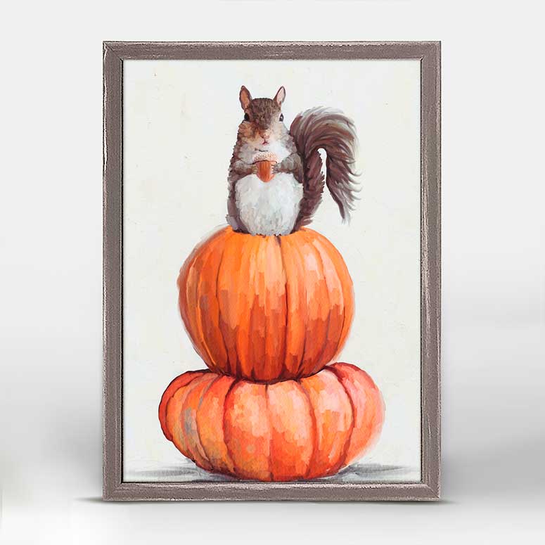 Fall - Autumn Squirrel Mini Framed Canvas