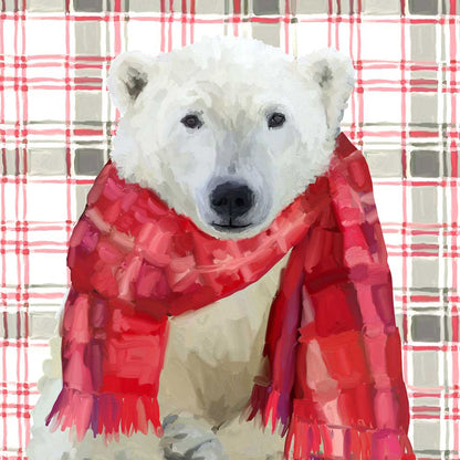 Holiday - Plaid Polar Bear Canvas Wall Art