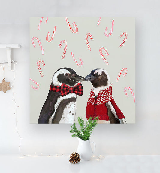 Holiday - A Very Merry Penguin Pair Canvas Wall Art - GreenBox Art