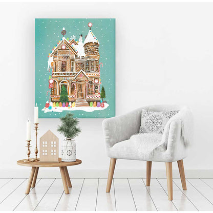 Holiday - Gingerbread House Canvas Wall Art - GreenBox Art