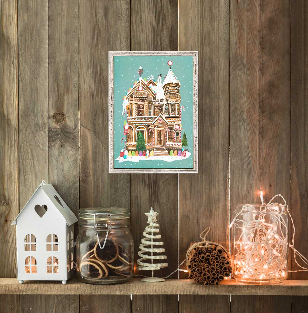 Holiday - Gingerbread House Mini Framed Canvas - GreenBox Art