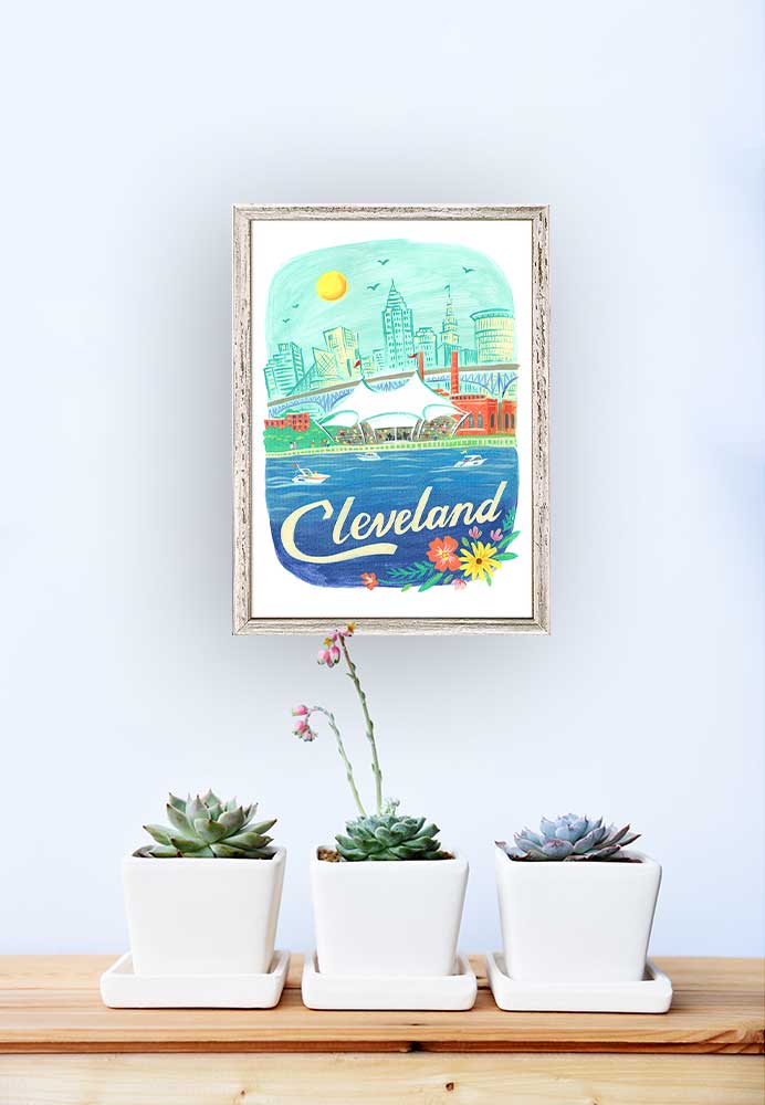 City Pride - Cleveland Mini Framed Canvas - GreenBox Art