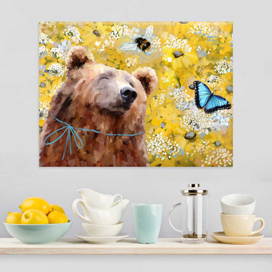 Spring Bear Canvas Wall Art - GreenBox Art