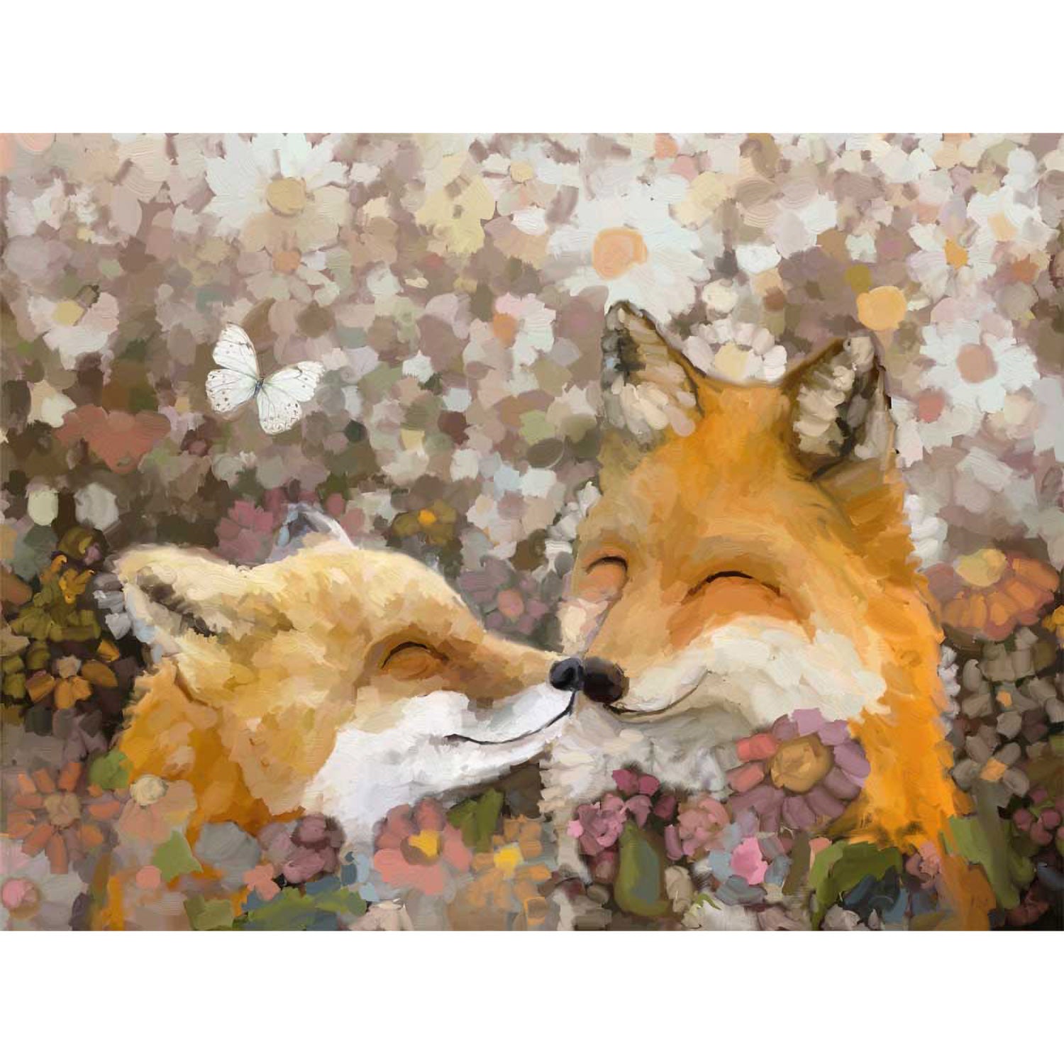 Wildflower Foxes Canvas Wall Art - GreenBox Art