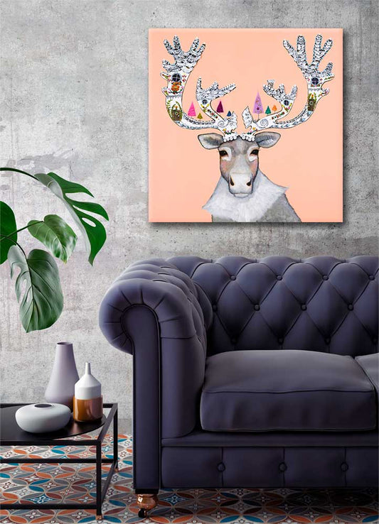 Gingerbread Caribou Canvas Wall Art - GreenBox Art