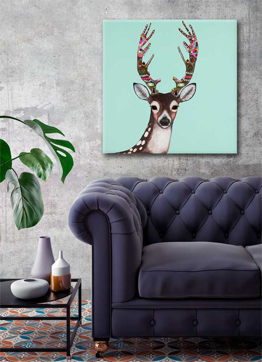 Gingerbread Deer Canvas Wall Art - GreenBox Art