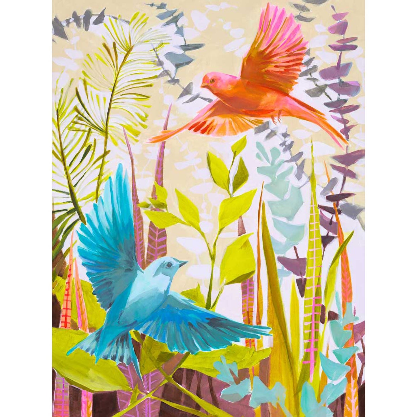 Lovebirds - Together In Flight Canvas Wall Art