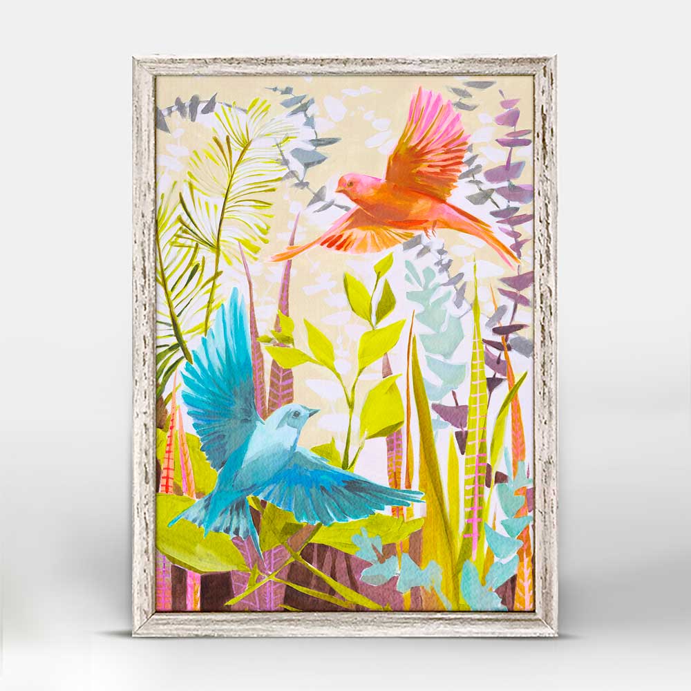 Lovebirds - Together In Flight Mini Framed Canvas - GreenBox Art