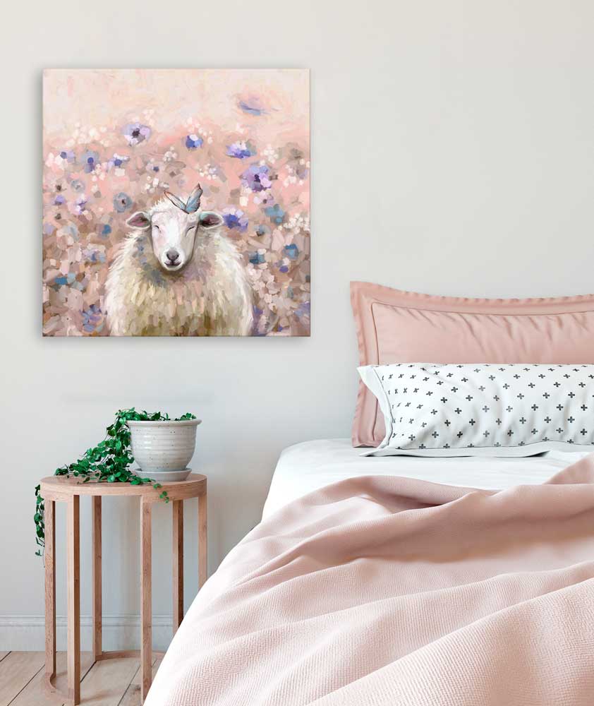 Wildflower Sheep Canvas Wall Art - GreenBox Art