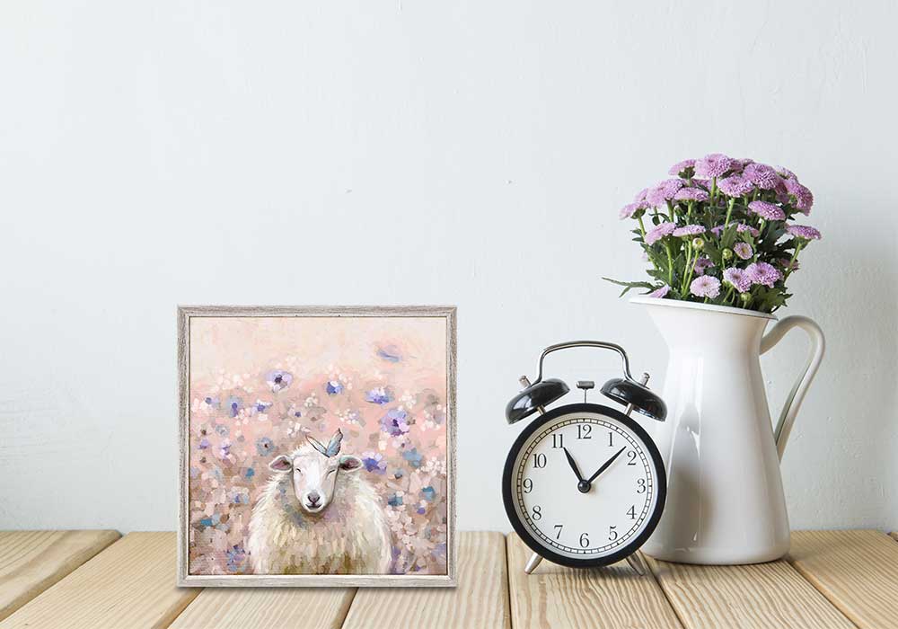 Wildflower Sheep Mini Framed Canvas