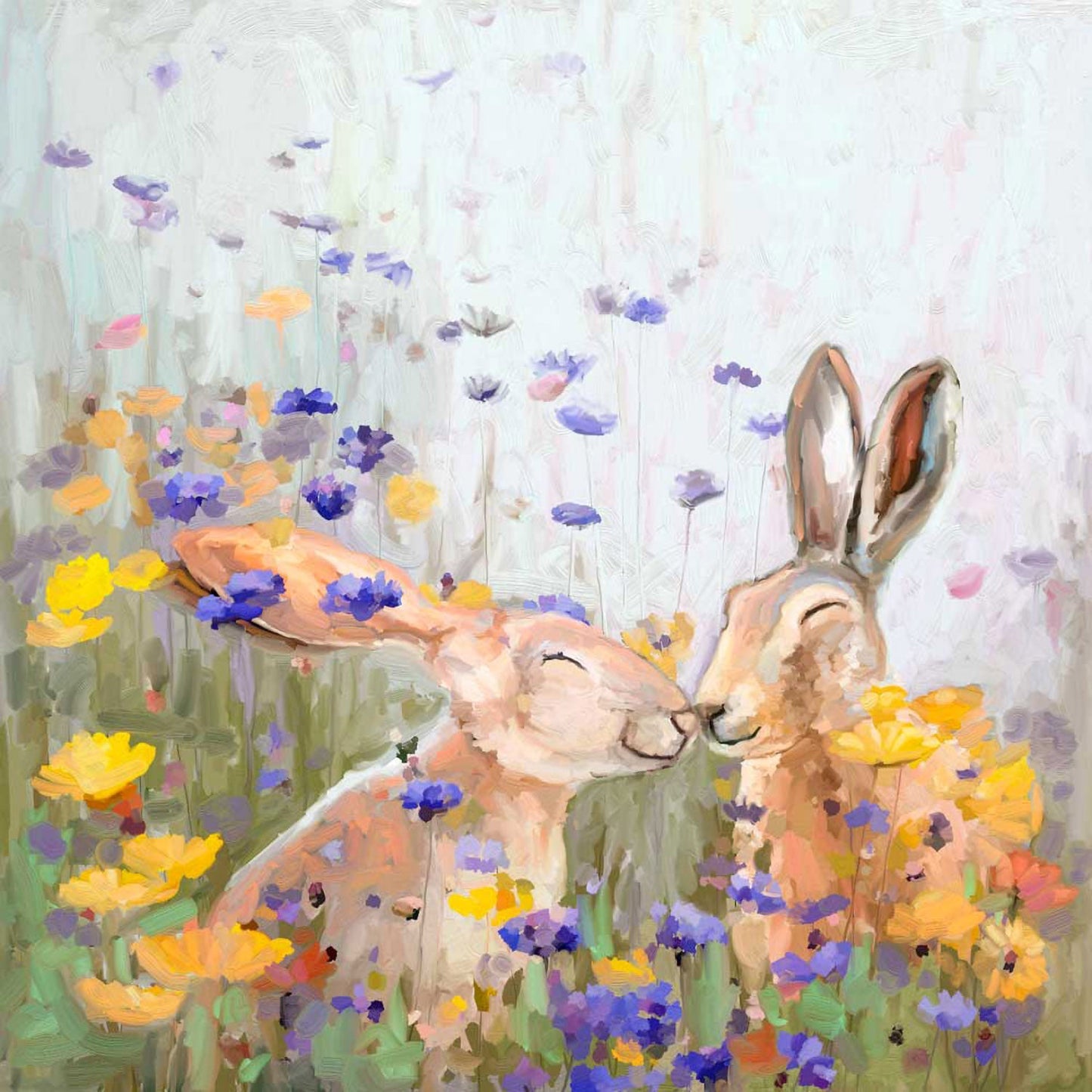 Wildflower Bunnies Canvas Wall Art - GreenBox Art