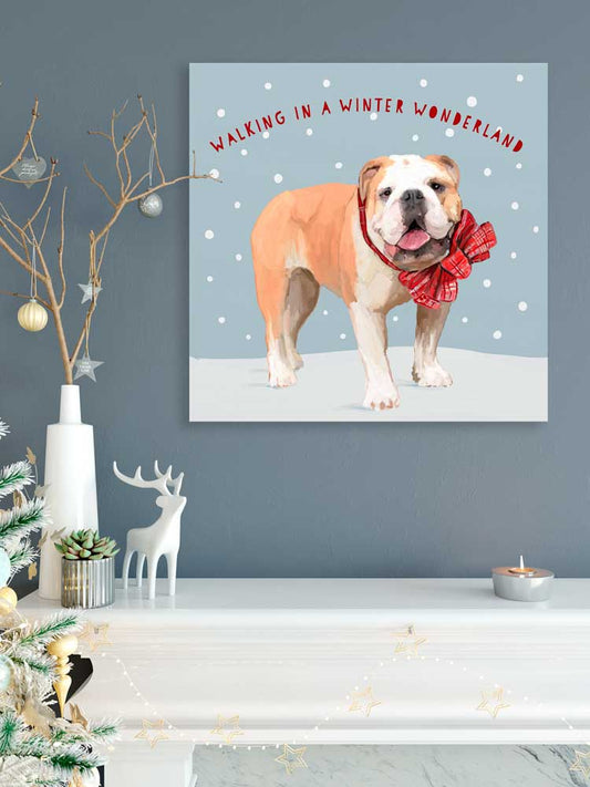 Holiday - Festive Bulldog Canvas Wall Art - GreenBox Art