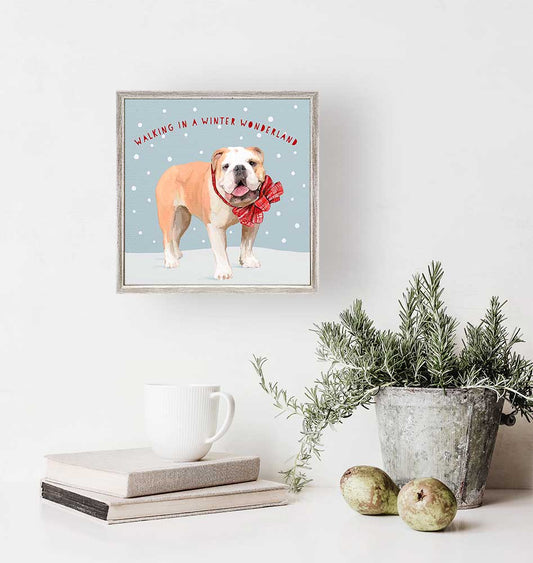 Holiday - Festive Bulldog Mini Framed Canvas