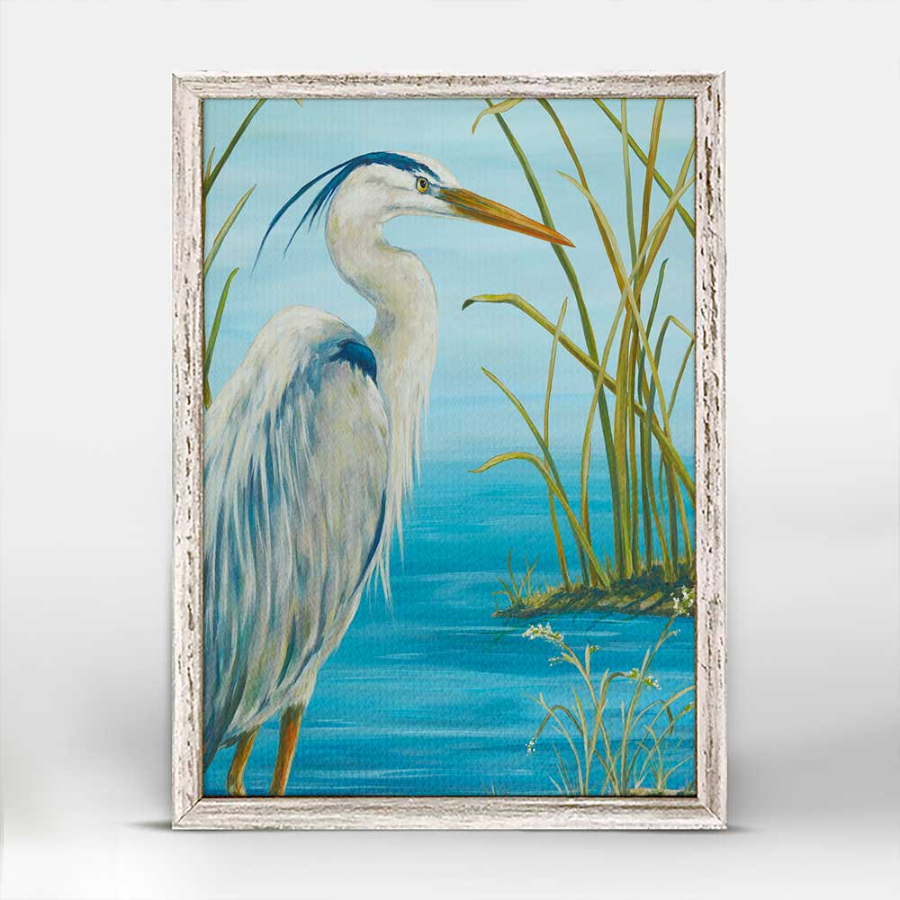 Wetland Blue Heron Mini Framed Canvas
