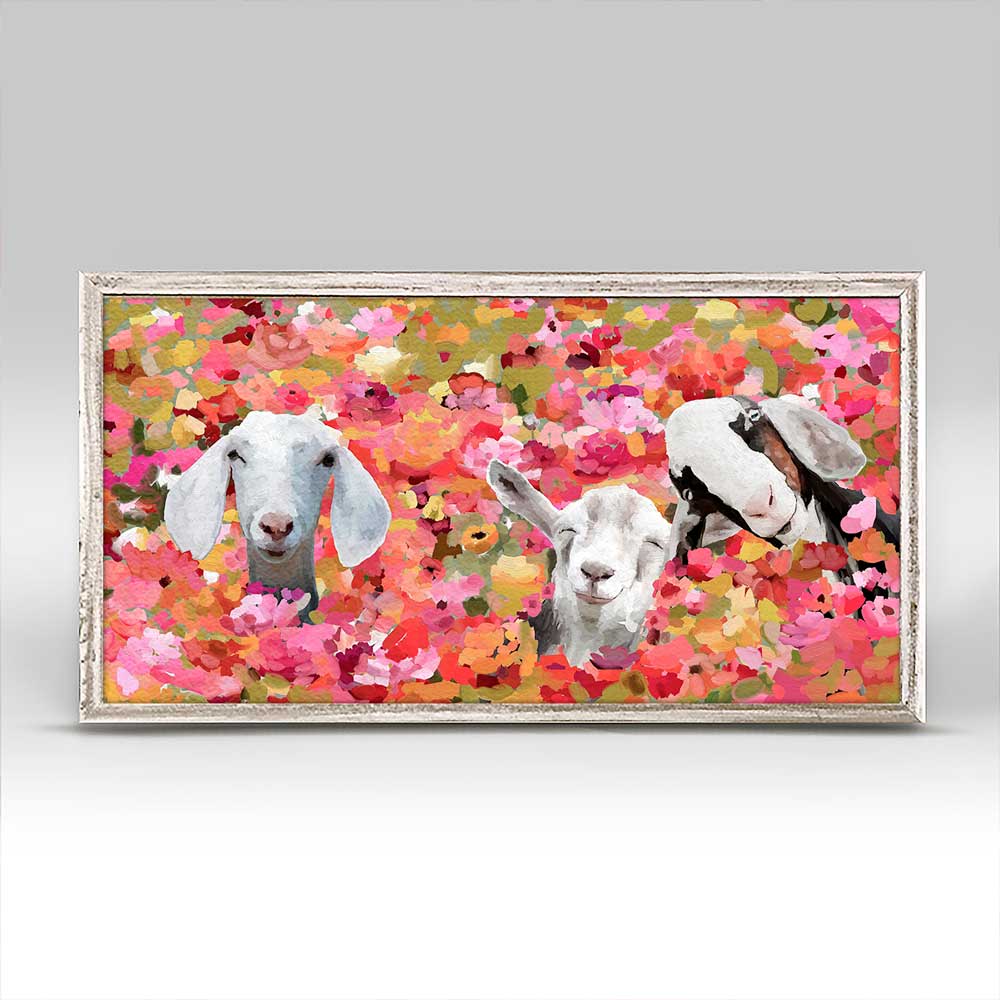 Wildflower Goats Mini Framed Canvas