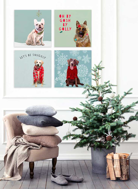 Holiday - Festive Chocolate Lab Canvas Wall Art - GreenBox Art