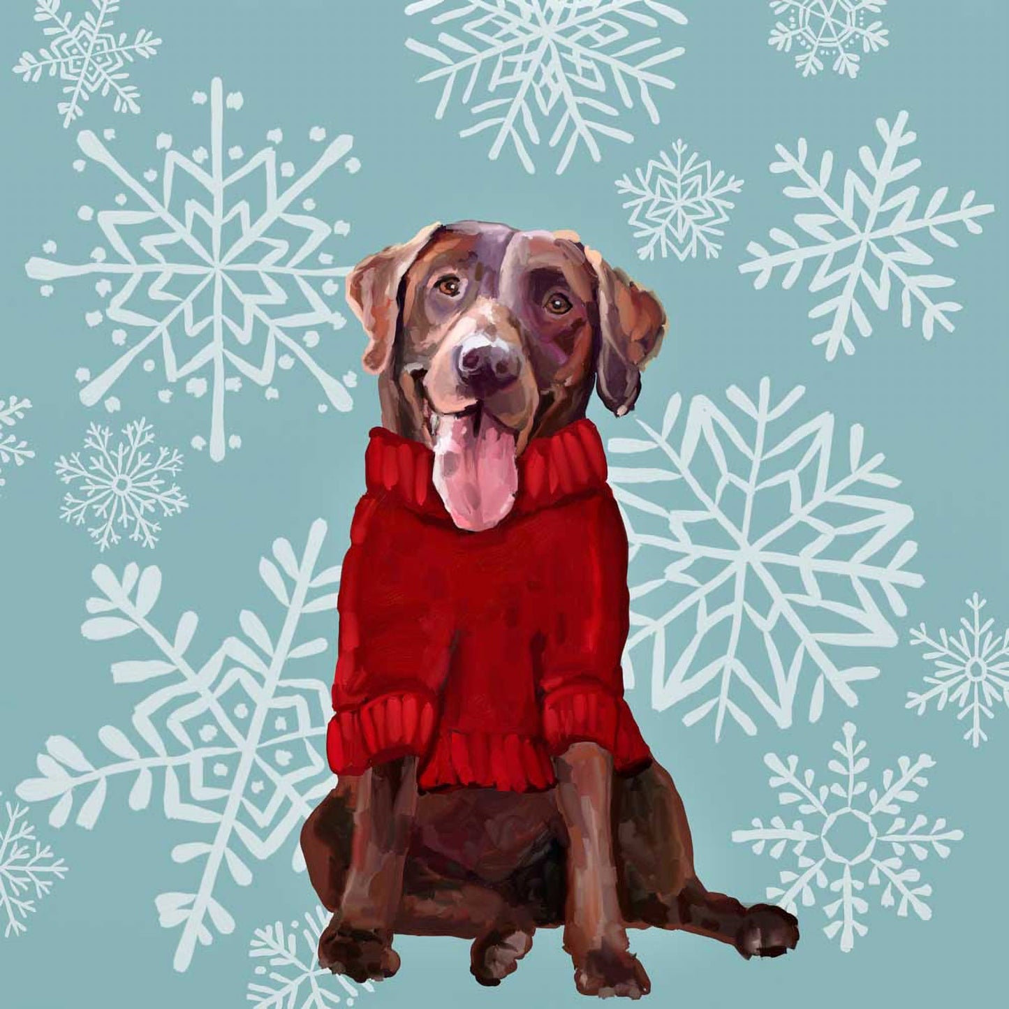 Holiday - Festive Chocolate Lab Canvas Wall Art - GreenBox Art