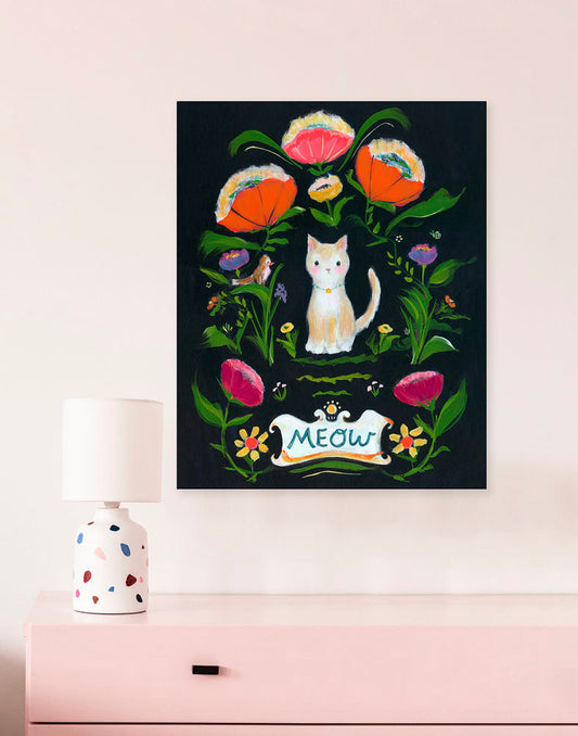 Flower Meower Canvas Wall Art - GreenBox Art