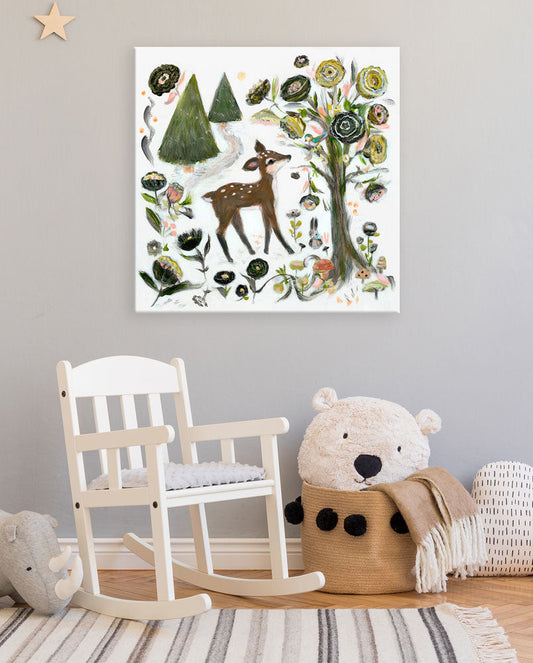 Magical Forest Fawn Canvas Wall Art