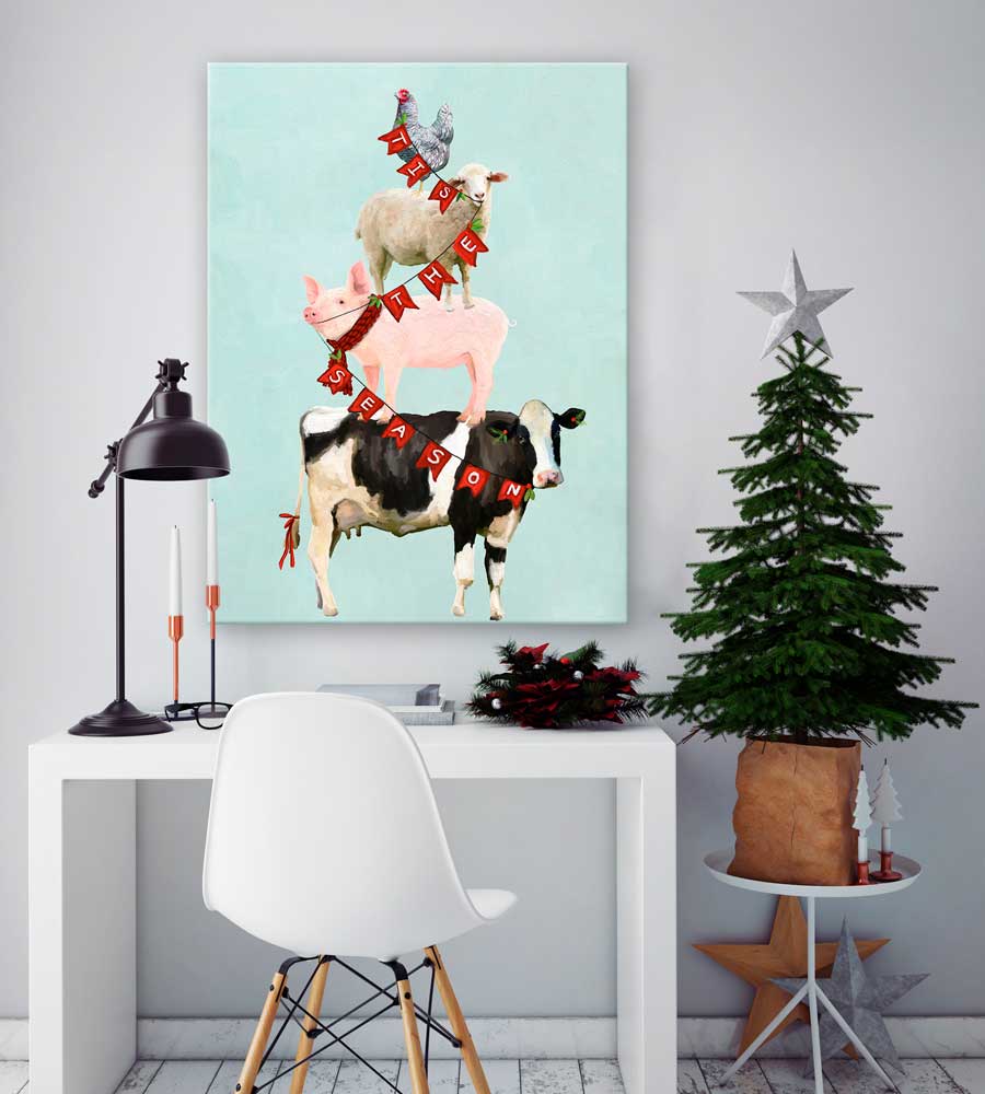 Holiday - 'Tis The Season Farm Stack Canvas Wall Art - GreenBox Art