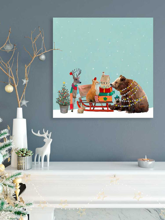 Holiday - Winter Sleigh Canvas Wall Art - GreenBox Art