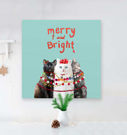 Holiday - Festive Cat Trio Canvas Wall Art