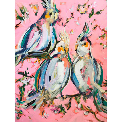 Birds On Pink Canvas Wall Art