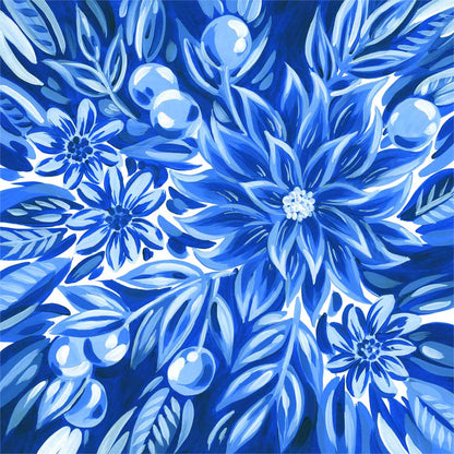 Blue And White Floral - Dahlia Canvas Wall Art