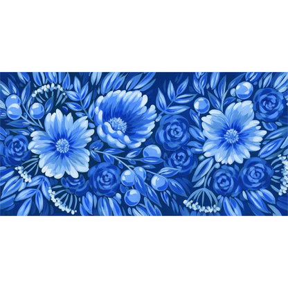Blue And White Floral - Peony Garden Canvas Wall Art