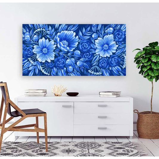 Blue And White Floral - Peony Garden Canvas Wall Art
