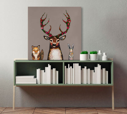 Fox, Buck & Hare Canvas Wall Art - GreenBox Art