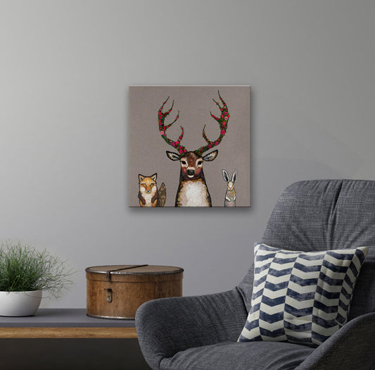 Fox, Buck & Hare Canvas Wall Art - GreenBox Art