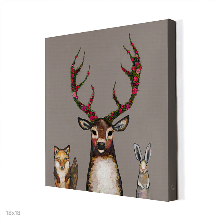 Fox, Buck & Hare Canvas Wall Art - GreenBox Art