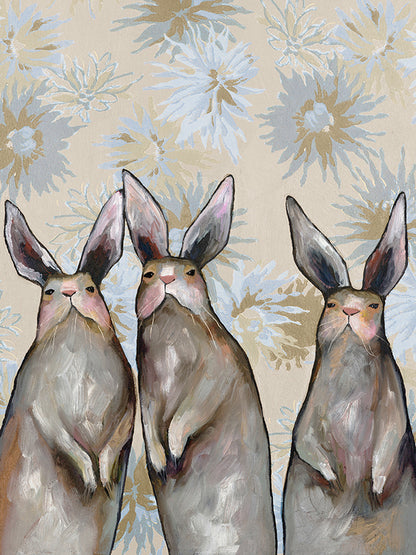 Three Standing Rabbits Canvas Wall Art